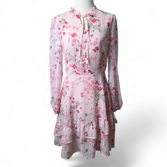 Allegra K Dresses & Skirts - Allegra K Pink Floral Long Sleeve Dress